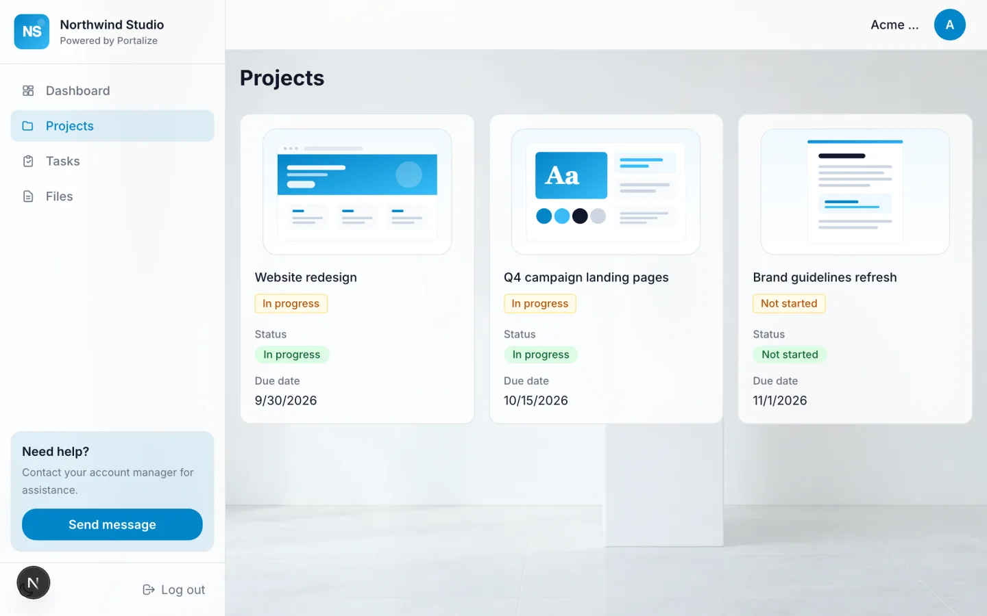 Minimal Client Portal client portal preview